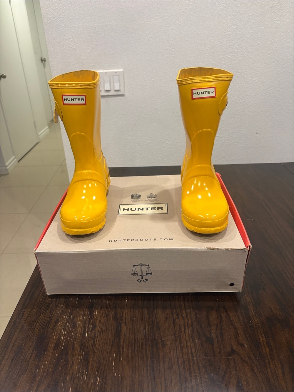 Hunter Kids Yellow Wellington Rain Boots